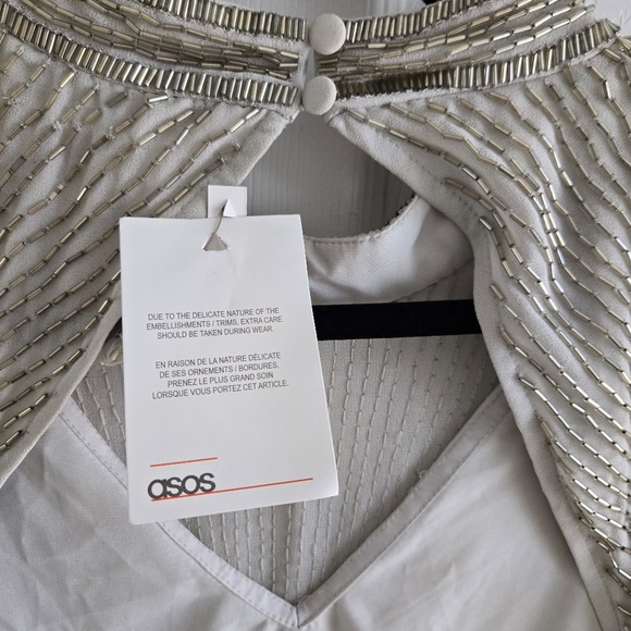 ASOS Beaded Long-Sleeve Open Back Asymmetrical Fringe Dress - Picture 5 of 12